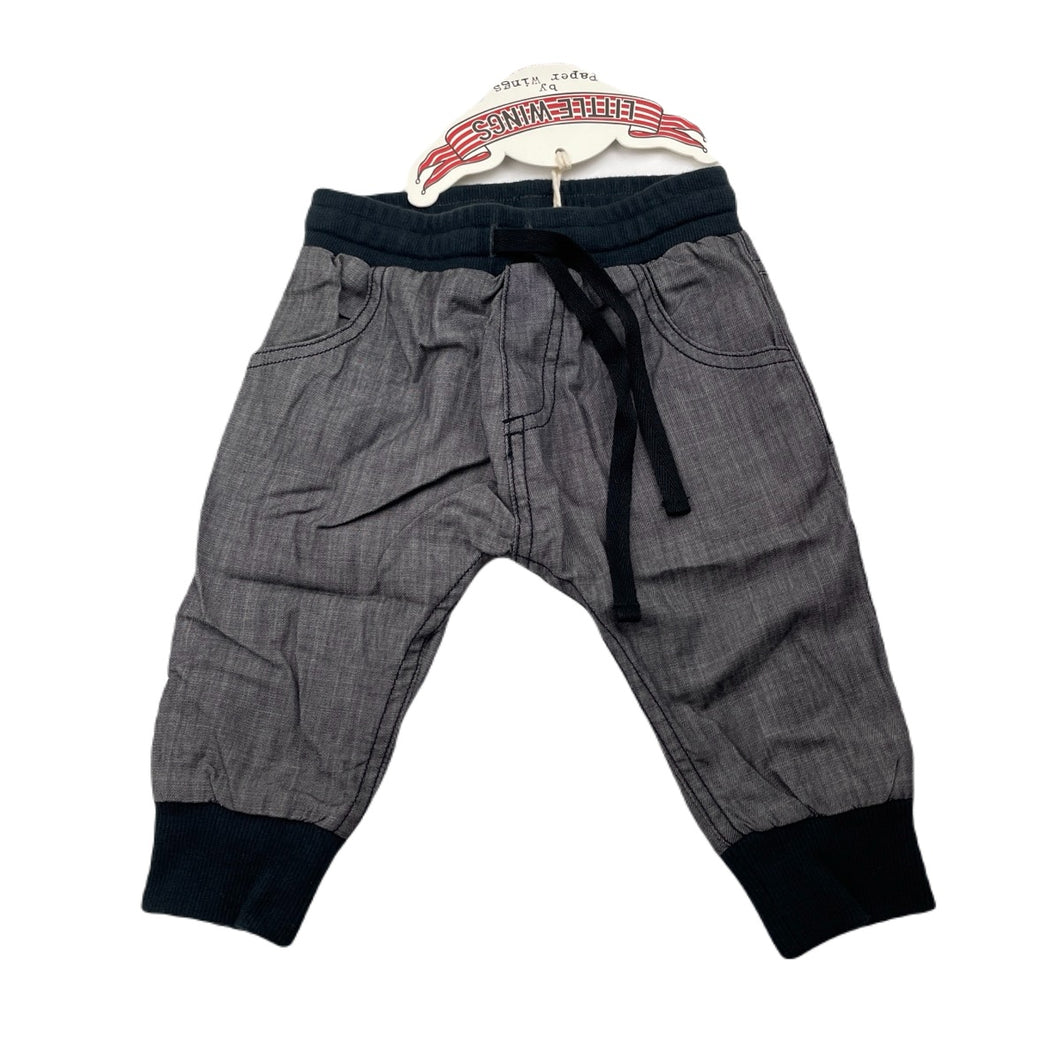 Boys LITTLE WINGS, lined chambray pants/bottoms, elasticated, NEW, size 3 months,  