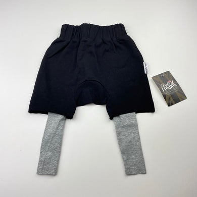 Boys Duke of LONDON, black/grey tight shorts, elasticated , NEW, size 0,  