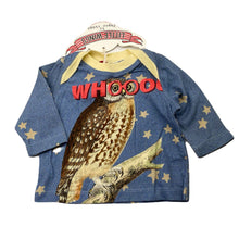 Load image into Gallery viewer, unisex LITTLE WINGS, organic cotton long sleeve tee / top, owl, NEW, size 0000,  