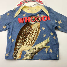 Load image into Gallery viewer, unisex LITTLE WINGS, organic cotton long sleeve tee / top, owl, NEW, size 0000,  