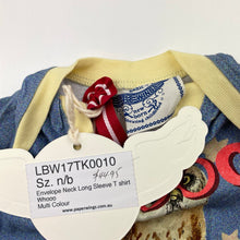 Load image into Gallery viewer, unisex LITTLE WINGS, organic cotton long sleeve tee / top, owl, NEW, size 0000,  