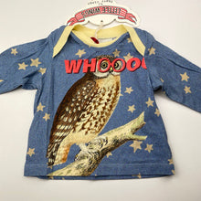Load image into Gallery viewer, unisex LITTLE WINGS, organic cotton long sleeve tee / top, owl, NEW, size 3 months,  