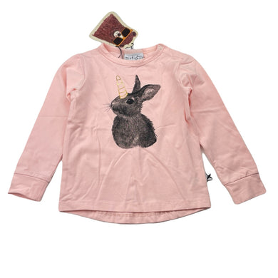 Girls Minti, stretchy long sleeve tee / top, rabbit, NEW, size 2,  