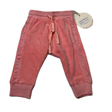 Load image into Gallery viewer, Girls LITTLE WINGS, pink velour organic cotton track pants, NEW, size 6 months,  
