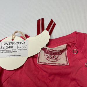 Girls LITTLE WINGS, organic cotton frilled romper dress, NEW, size 2,  
