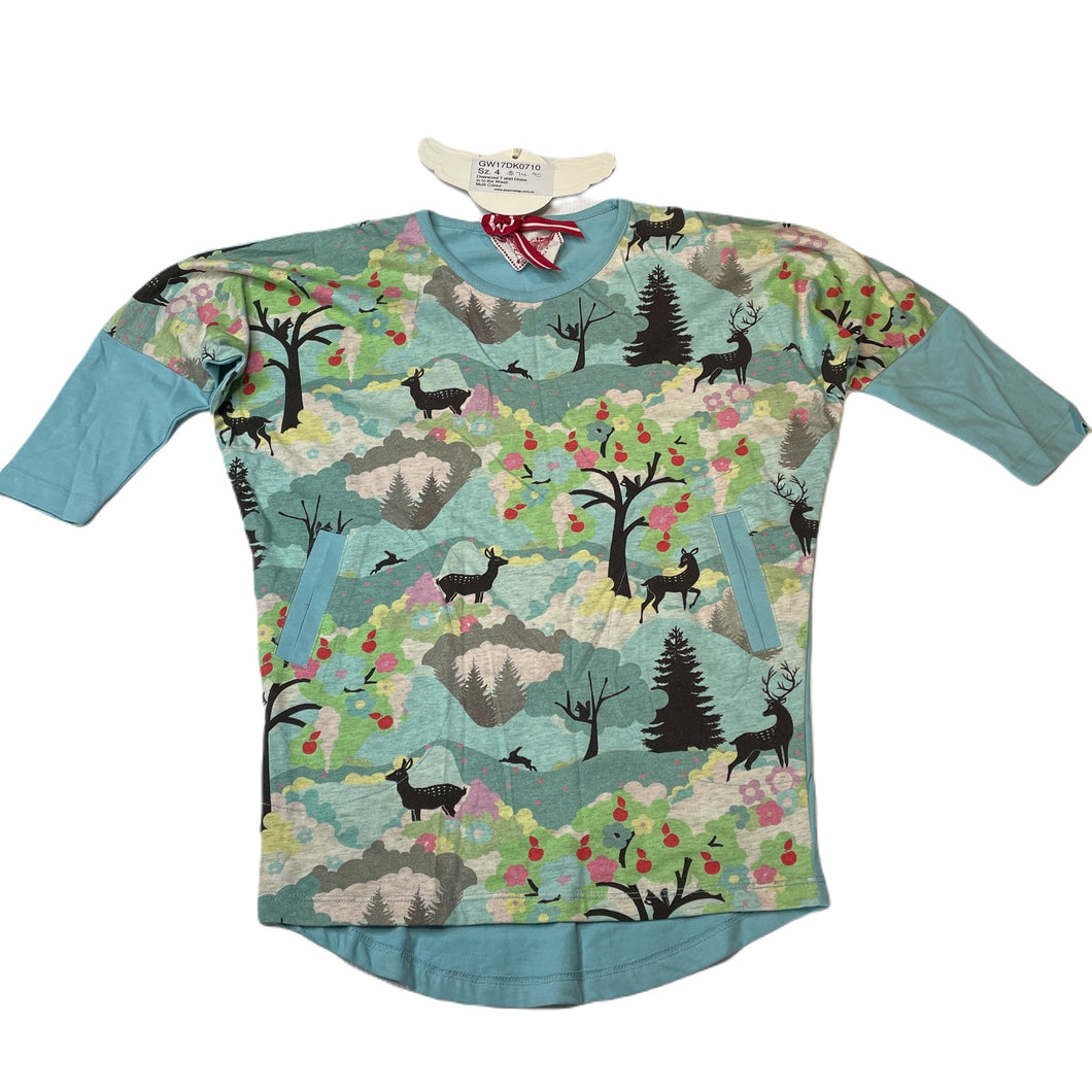 Girls PAPER WINGS, lightweight organic cotton t-shirt dress, NEW, size 4, L: 52cm at front