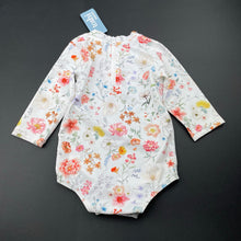 Load image into Gallery viewer, Girls Toshi, floral long sleeve swim one-piece, UPF 50+, NEW, size 00,  