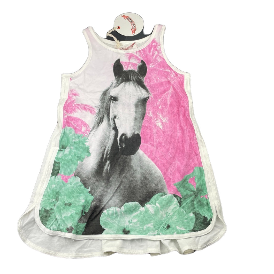 Girls PAPER WINGS, organic cotton singlet dress, horse, NEW, size 6, L: 57cm