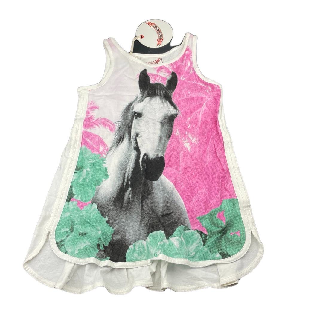 Girls PAPER WINGS, organic cotton singlet dress, horse, NEW, size 4, L: 50cm