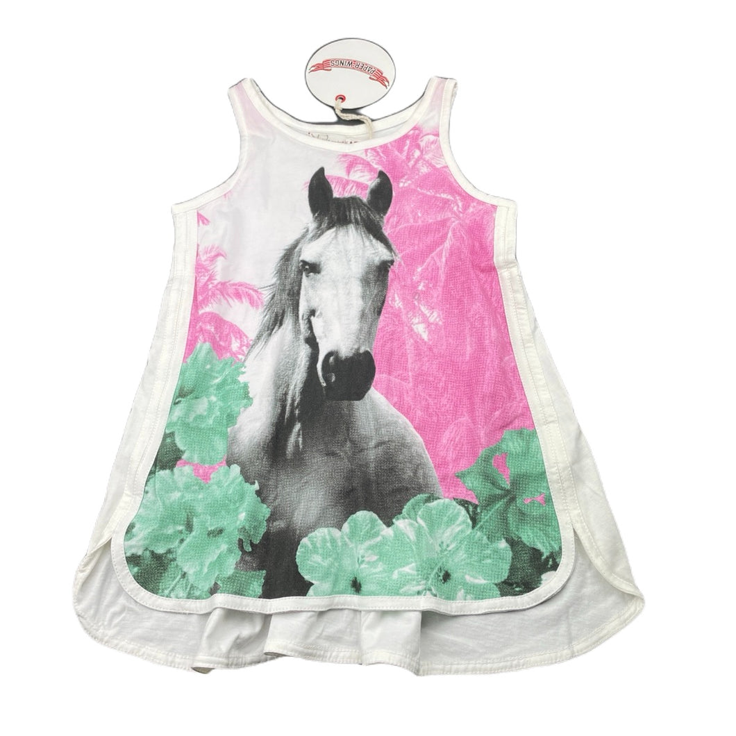 Girls PAPER WINGS, organic cotton singlet dress, horse, NEW, size 3, L: 48cm