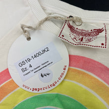 Load image into Gallery viewer, Girls PAPER WINGS, organic cotton cropped sweat top, rainbow, NEW, size 4,  