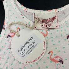 Load image into Gallery viewer, Girls PAPER WINGS, lightweight organic cotton singlet top, flamigos, NEW, size 6,  