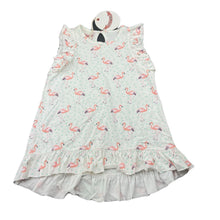 Load image into Gallery viewer, Girls LITTLE WINGS, organic cotton summer dress, flamingos, NEW, size 2, L: 44cm at front