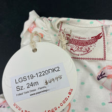 Load image into Gallery viewer, Girls LITTLE WINGS, organic cotton summer dress, flamingos, NEW, size 2, L: 44cm at front