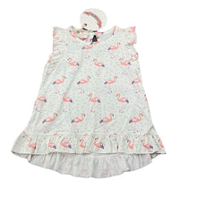 Load image into Gallery viewer, Girls LITTLE WINGS, organic cotton summer dress, flamingos, NEW, size 6 months, L: 34cm at front
