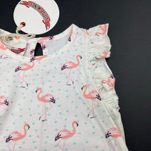 Load image into Gallery viewer, Girls LITTLE WINGS, organic cotton summer dress, flamingos, NEW, size 6 months, L: 34cm at front