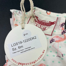 Load image into Gallery viewer, Girls LITTLE WINGS, organic cotton summer dress, flamingos, NEW, size 6 months, L: 34cm at front