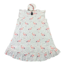 Load image into Gallery viewer, Girls LITTLE WINGS, organic cotton summer dress, flamingos, NEW, size 12 months, L: 39cm at front
