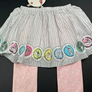Girls LITTLE WINGS, organic cotton blend all-in-one skirt / footed leggings, NEW, size 2,  