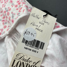 Load image into Gallery viewer, Girls Duke of LONDON, floral halter-neck hi lo dress, NEW, size 3, L: 44cm at front