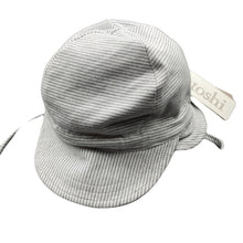 Load image into Gallery viewer, unisex Toshi, grey stripe flap cap, UPF: 50+, Sz: S, circum: 52cm, NEW, size 1-2,  
