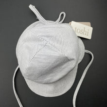 Load image into Gallery viewer, unisex Toshi, grey stripe flap cap, UPF: 50+, Sz: S, circum: 52cm, NEW, size 1-2,  