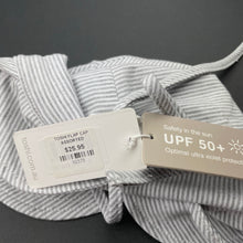 Load image into Gallery viewer, unisex Toshi, grey stripe flap cap, UPF: 50+, Sz: S, circum: 52cm, NEW, size 1-2,  