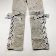Load image into Gallery viewer, Girls PAPER WINGS, grey velvet stretch cotton pants, adjustable, Inside leg: 55.5cm, NEW, size 7,  