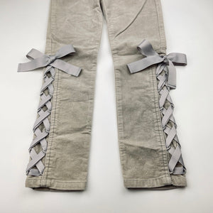 Girls PAPER WINGS, grey velvet stretch cotton pants, adjustable, Inside leg: 55.5cm, NEW, size 7,  