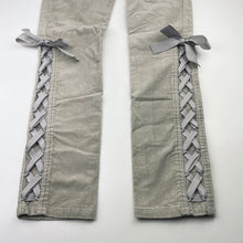 Load image into Gallery viewer, Girls PAPER WINGS, grey velvet stretch cotton pants, adjustable, Inside leg: 75cm, NEW, size 14,  