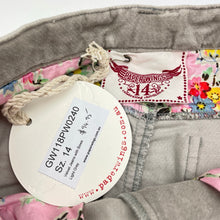 Load image into Gallery viewer, Girls PAPER WINGS, grey velvet stretch cotton pants, adjustable, Inside leg: 75cm, NEW, size 14,  