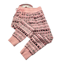 Load image into Gallery viewer, Girls PAPER WINGS, reversible organic cotton track pants, elasticated, hearts, Inside leg: 37cm, NEW, size 5,  