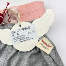 Load image into Gallery viewer, Girls PAPER WINGS, reversible organic cotton track pants, elasticated, hearts, Inside leg: 37cm, NEW, size 5,  