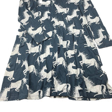 Load image into Gallery viewer, Girls PAPER WINGS, organic cotton long sleeve dress, unicorns, mark back left sleeve, FUC, size 10, L: 73cm