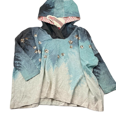Girls PAPER WINGS, organic cotton oversize hooded tee/top, sequins, NEW, size 6,  