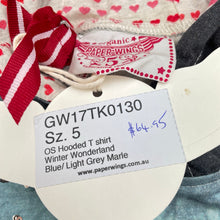 Load image into Gallery viewer, Girls PAPER WINGS, organic cotton oversize hooded tee/top, sequins, NEW, size 5,  
