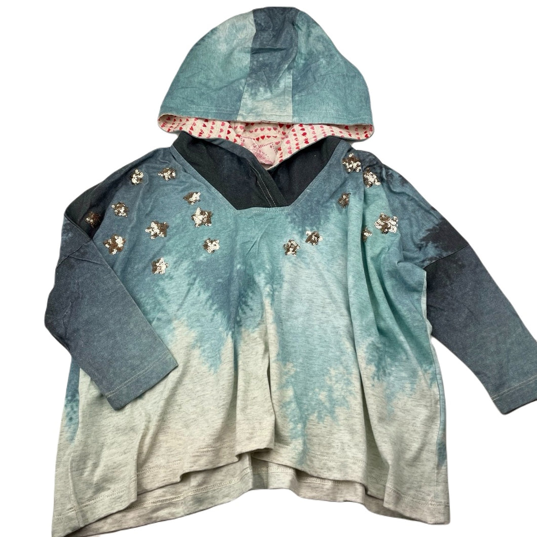 Girls PAPER WINGS, organic cotton oversize hooded tee/top, sequins, EUC, size 4,  