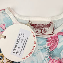 Load image into Gallery viewer, Girls PAPER WINGS, organic cotton t-shirt dress, mermaids, NEW, size 3, L: 45cm at front