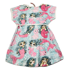 Load image into Gallery viewer, Girls PAPER WINGS, organic cotton t-shirt dress, mermaids, NEW, size 4, L: 47cm at front