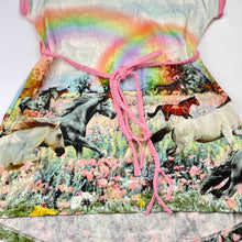 Load image into Gallery viewer, Girls PAPER WINGS, organic cotton t-shirt dress, rainbow horses, NEW, size 5, L: 50cm at front
