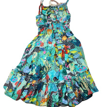 Load image into Gallery viewer, Girls PAPER WINGS, colourful shirred viscose hi-lo dress, NEW, size 4, L: 50cm at front
