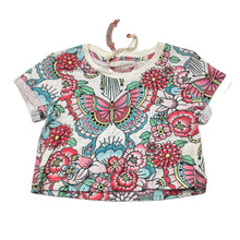 Load image into Gallery viewer, Girls PAPER WINGS, organic cotton cropped tee/top, tattoo flowers, NEW, size 4,  