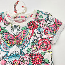 Load image into Gallery viewer, Girls PAPER WINGS, organic cotton cropped tee/top, tattoo flowers, NEW, size 4,  