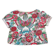 Load image into Gallery viewer, Girls PAPER WINGS, organic cotton cropped tee/top, tattoo flowers, NEW, size 4,  