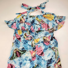 Load image into Gallery viewer, Girls PAPER WINGS, lightweight cropped summer playsuit, vintage butterfly roses, NEW, size 5,  
