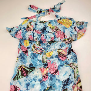 Girls PAPER WINGS, lightweight cropped summer playsuit, vintage butterfly roses, NEW, size 5,  