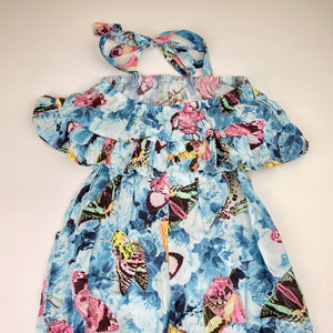 Girls PAPER WINGS, lightweight cropped summer playsuit, vintage butterfly roses, NEW, size 6,  