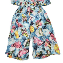 Load image into Gallery viewer, Girls PAPER WINGS, lightweight cropped summer playsuit, vintage butterfly roses, NEW, size 6,  