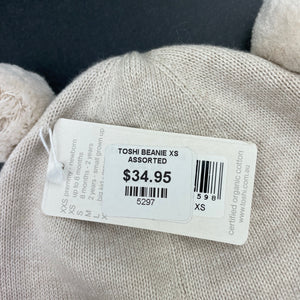unisex Toshi, organic cotton knit beanie/hat, Sz: XS, circum: 43cm, NEW, size 000-00,  
