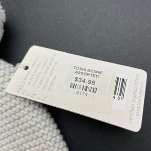 unisex Toshi, light grey organic cotton knit hat/beanie, Sz: S, circum: 52cm, NEW, size 1-2,  